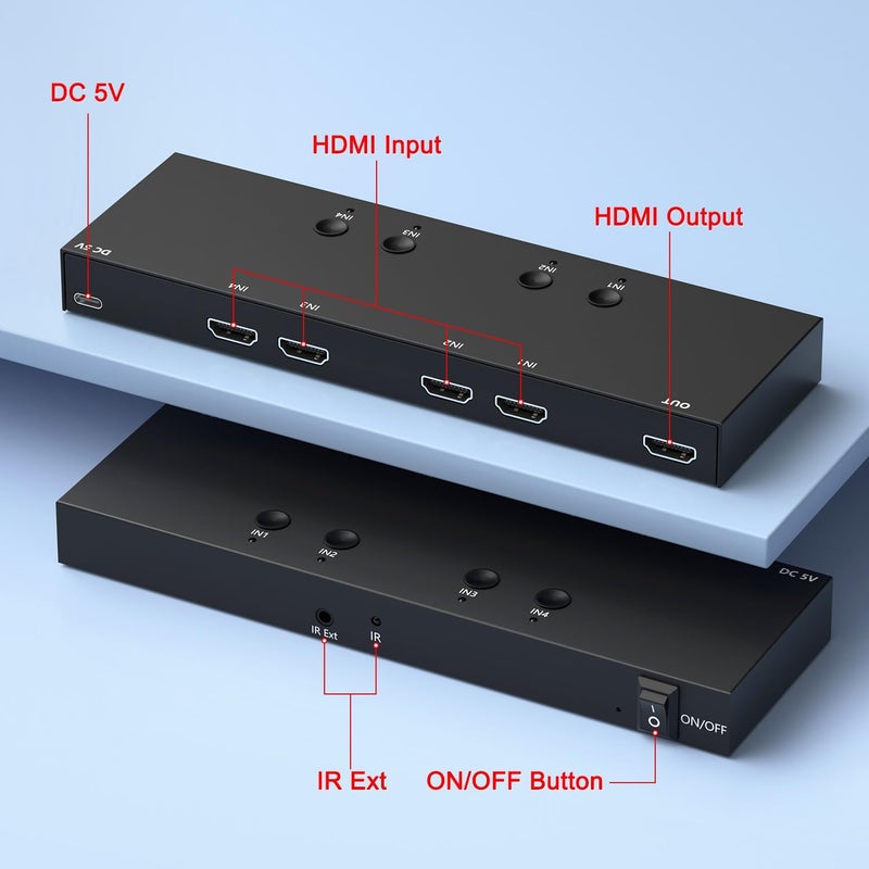 Arector 4 in 1 Out HDMI Converter with 4k@60Hz HDMI Switch & Infrared Remote Control - Ideal for Nintendo Switch/OLED/Xbox PS5/4/3 Blu-Ray Player Fire TV Stick Roku Apple TV Chromecast PC - Image 2